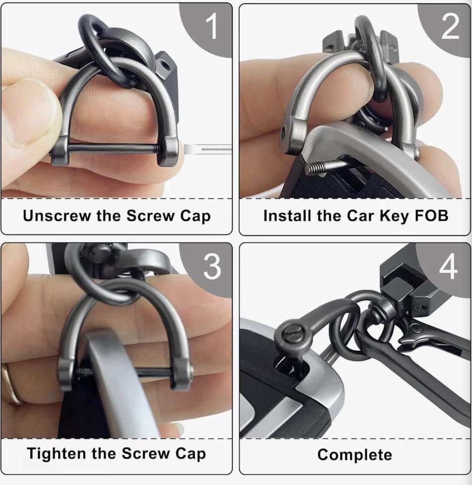 Black Leather Car Key Fob Keychain