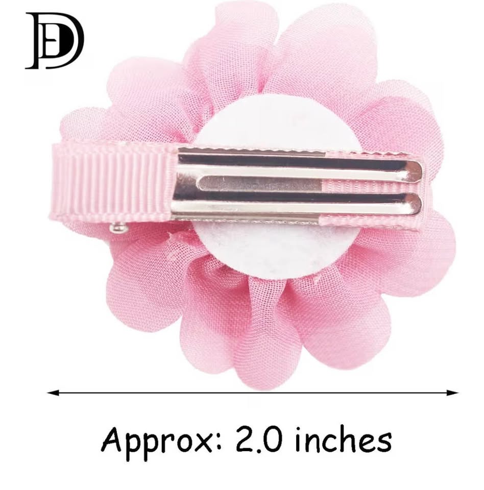 40PCS 2" Chiffon Flower Hair Bows Fully Lined Flower Tiny Hair Clips Fine Hair G