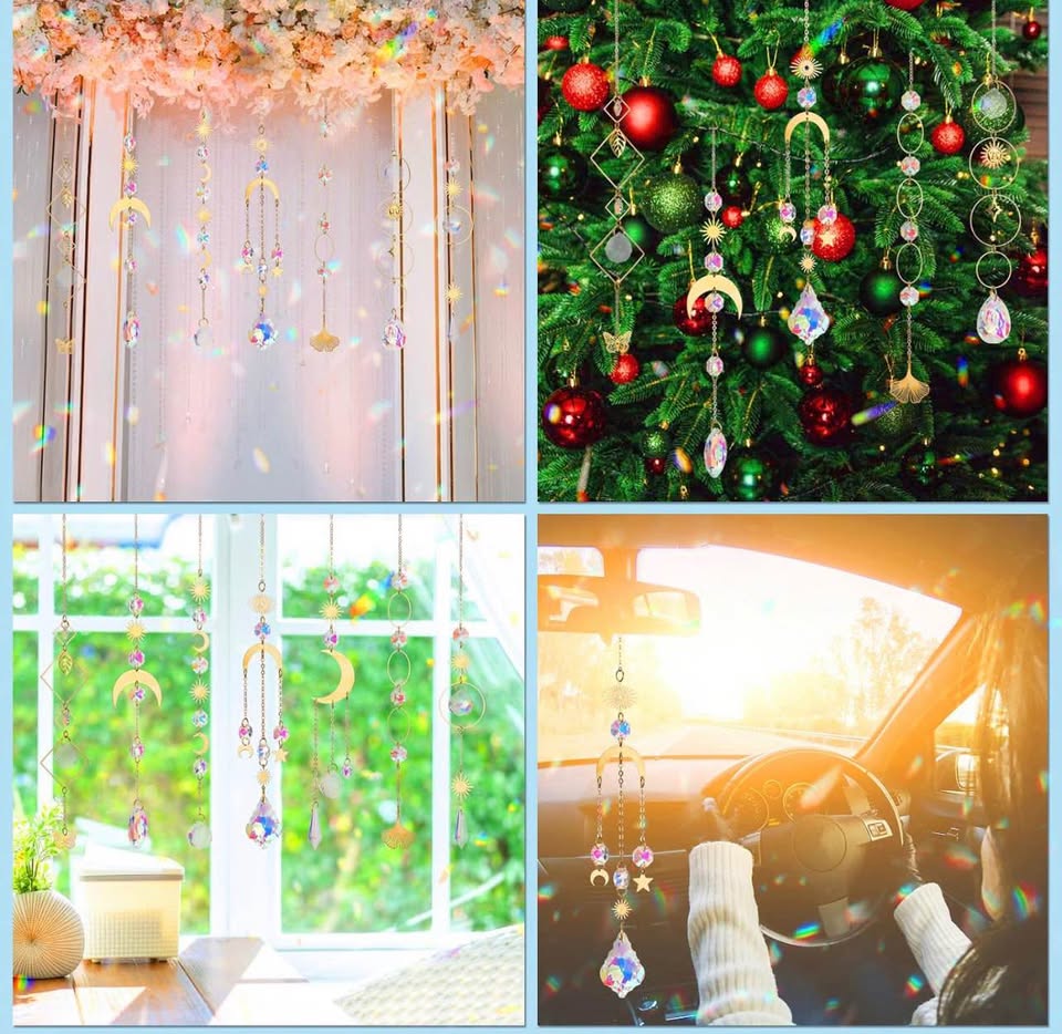 Crystal Suncatcher Hanging Ornaments Set