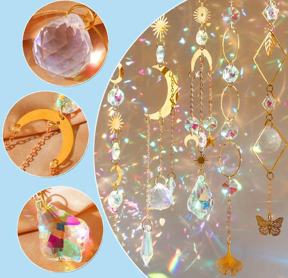 Crystal Suncatcher Hanging Ornaments Set