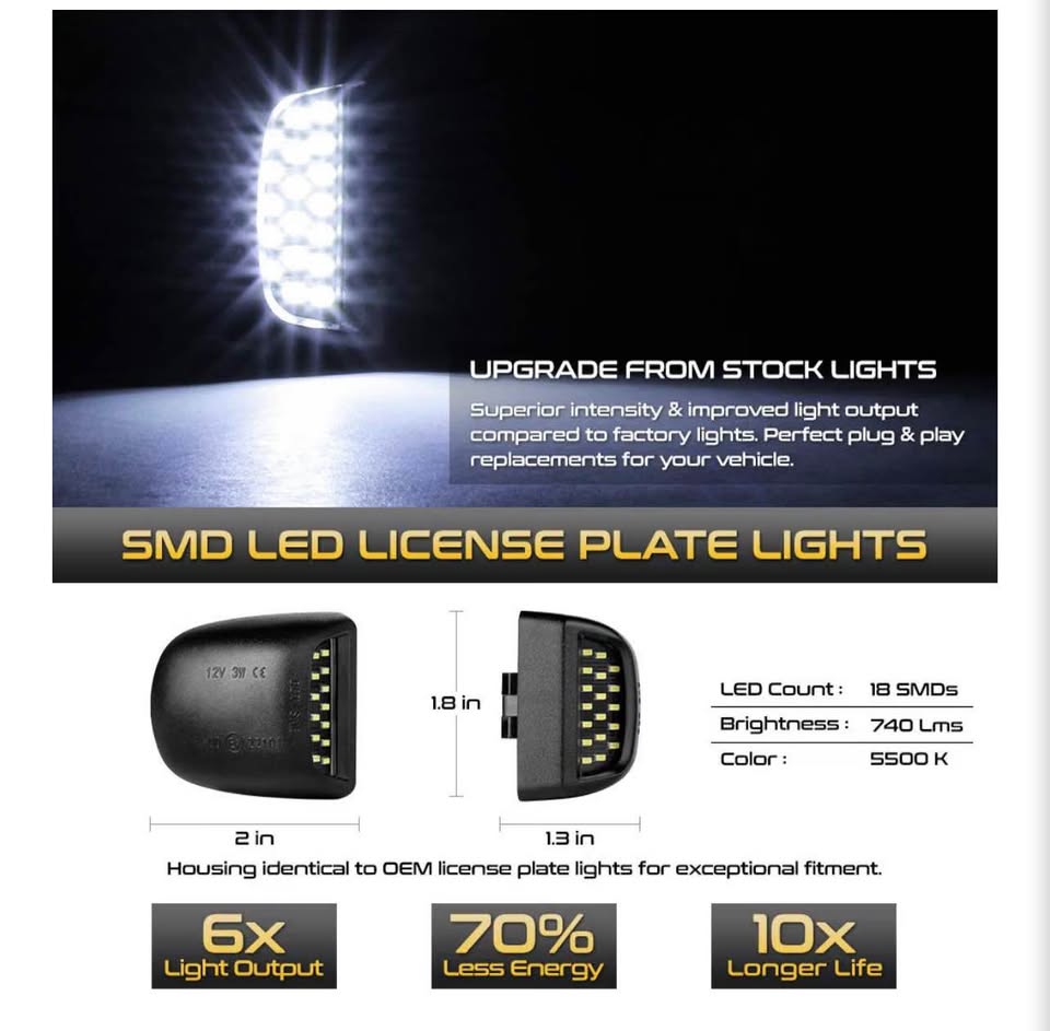 Full LED License Plate Light For Cadillac Escalade Chevy Silverado 1500 2500 350