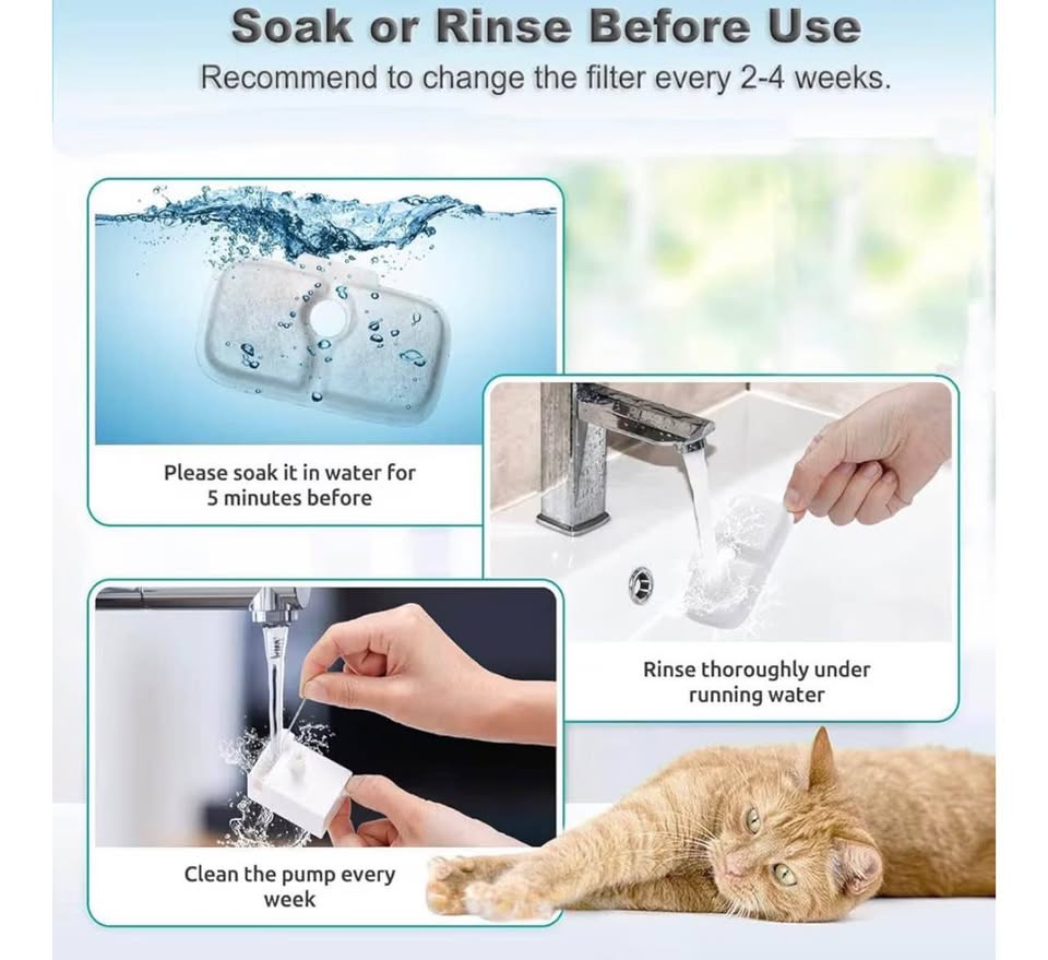 16 Pack Cat Water Fountain Replacement Filter for Petlibro Dockstream Cat Water 