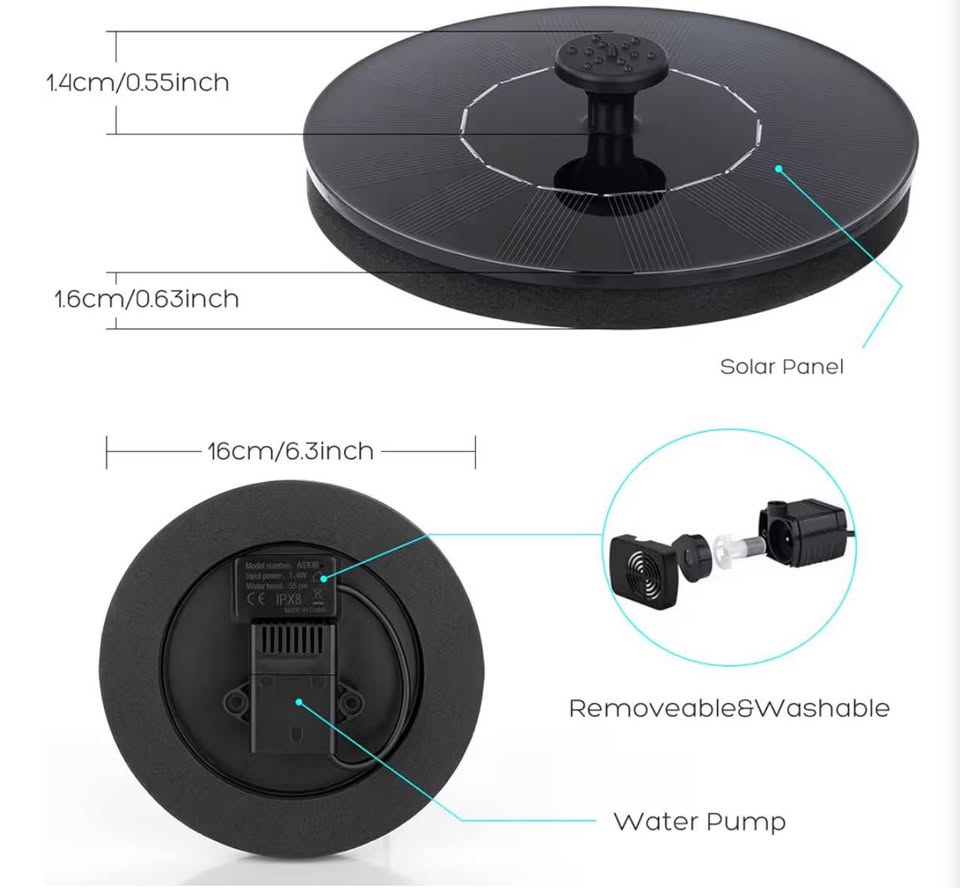 Solar Fountain Pump for Birdbath