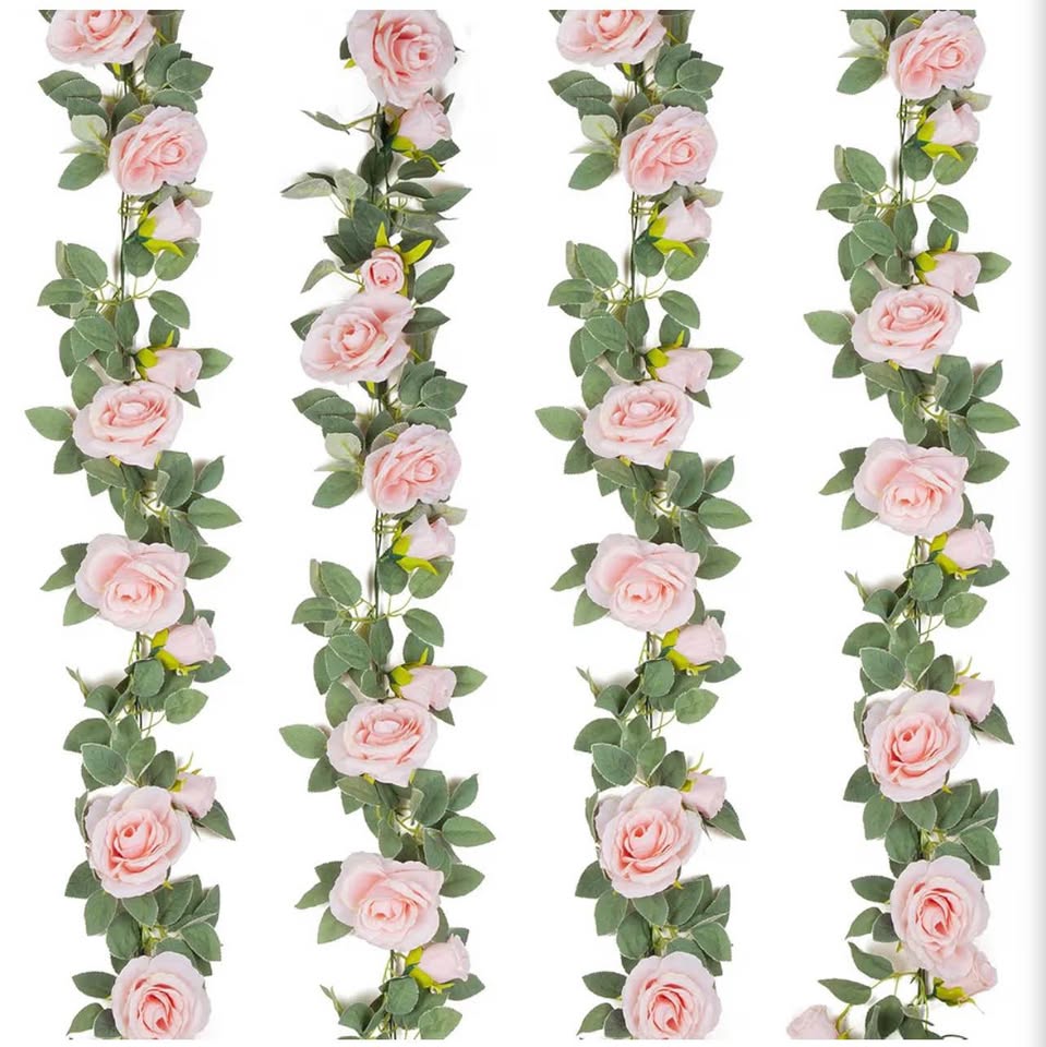 6.5ft Pink Artificial Rose Garland