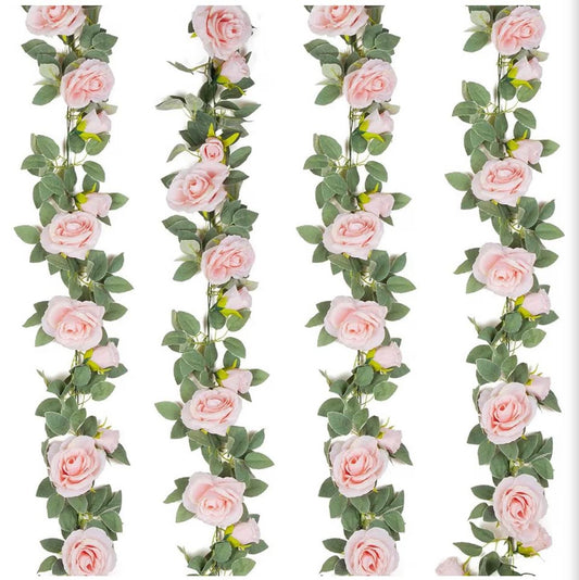 6.5ft Pink Artificial Rose Garland