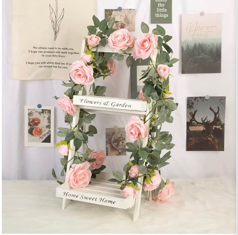 6.5ft Pink Artificial Rose Garland