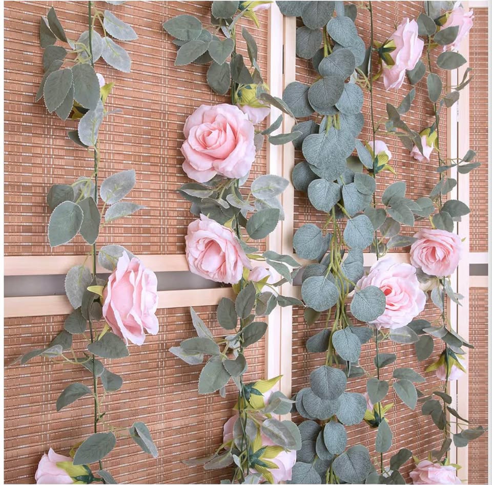6.5ft Pink Artificial Rose Garland