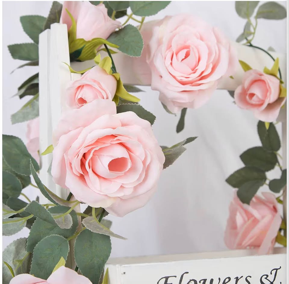 6.5ft Pink Artificial Rose Garland
