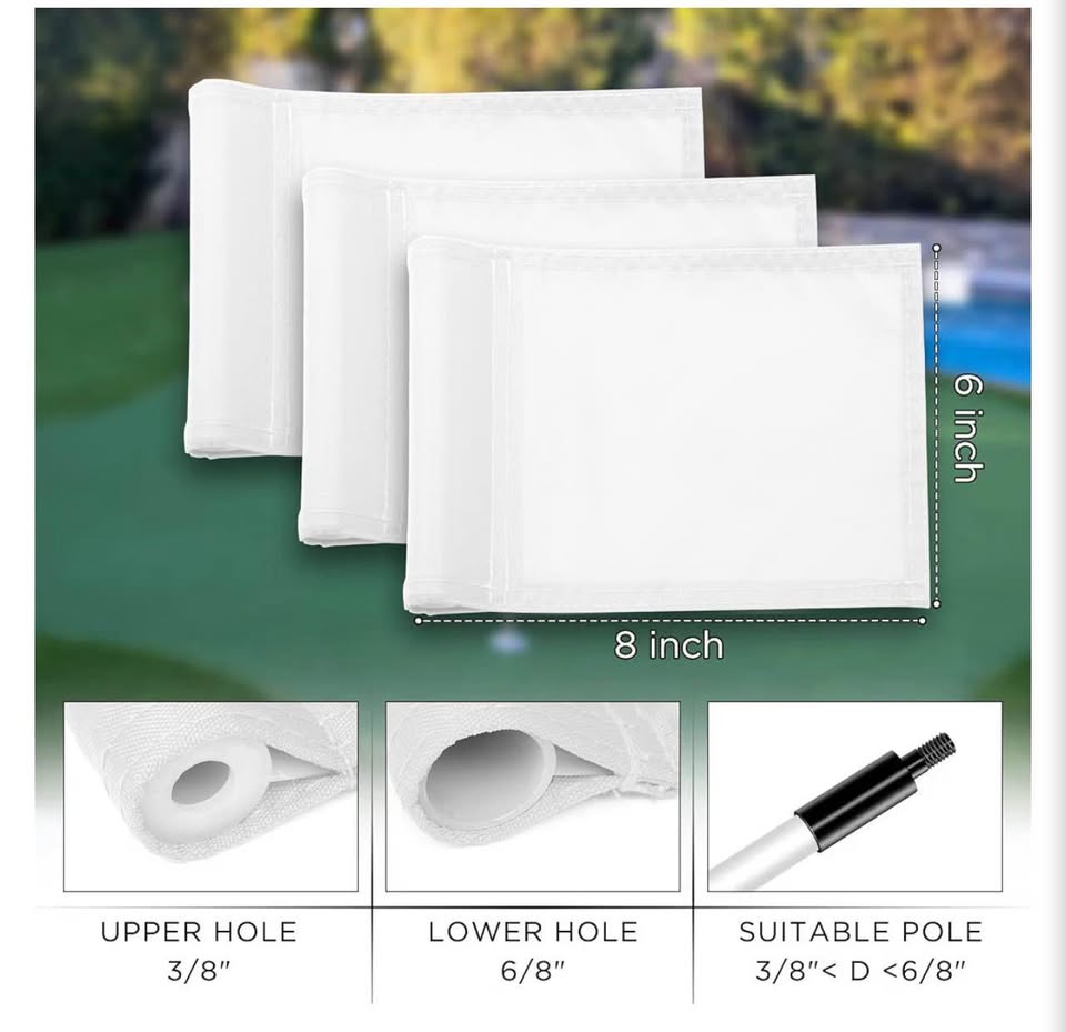 3-Pack White Golf Putting Green Flags