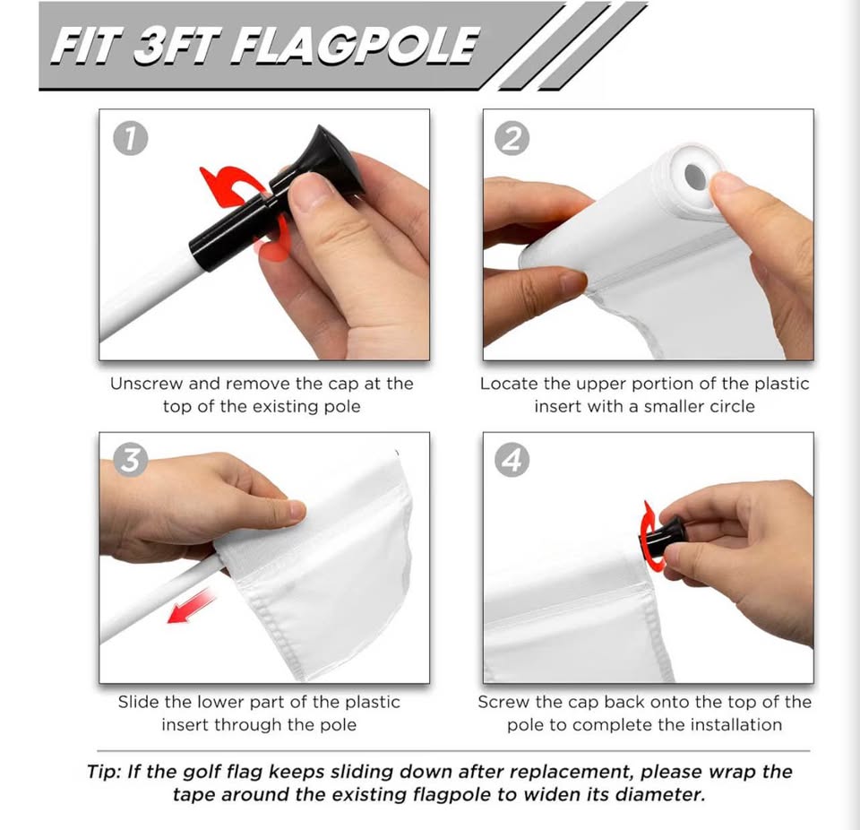 3-Pack White Golf Putting Green Flags