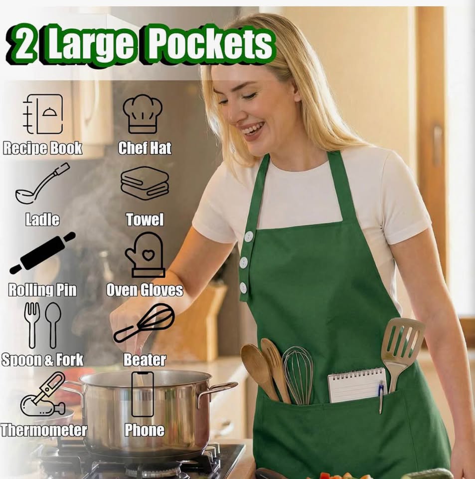 TOSHE Green Apron with Pockets