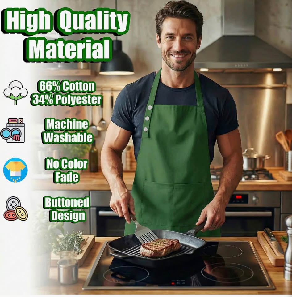 TOSHE Green Apron with Pockets