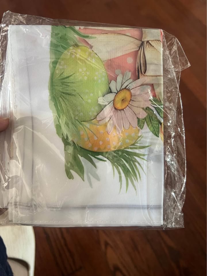 Easter Garden Flag, Bunny Burlap Yard Garden Flag for Easter Outdoor Decorations