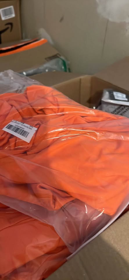 Drikio Orange Two-Piece Crop Top and Wide-Leg Pants Set