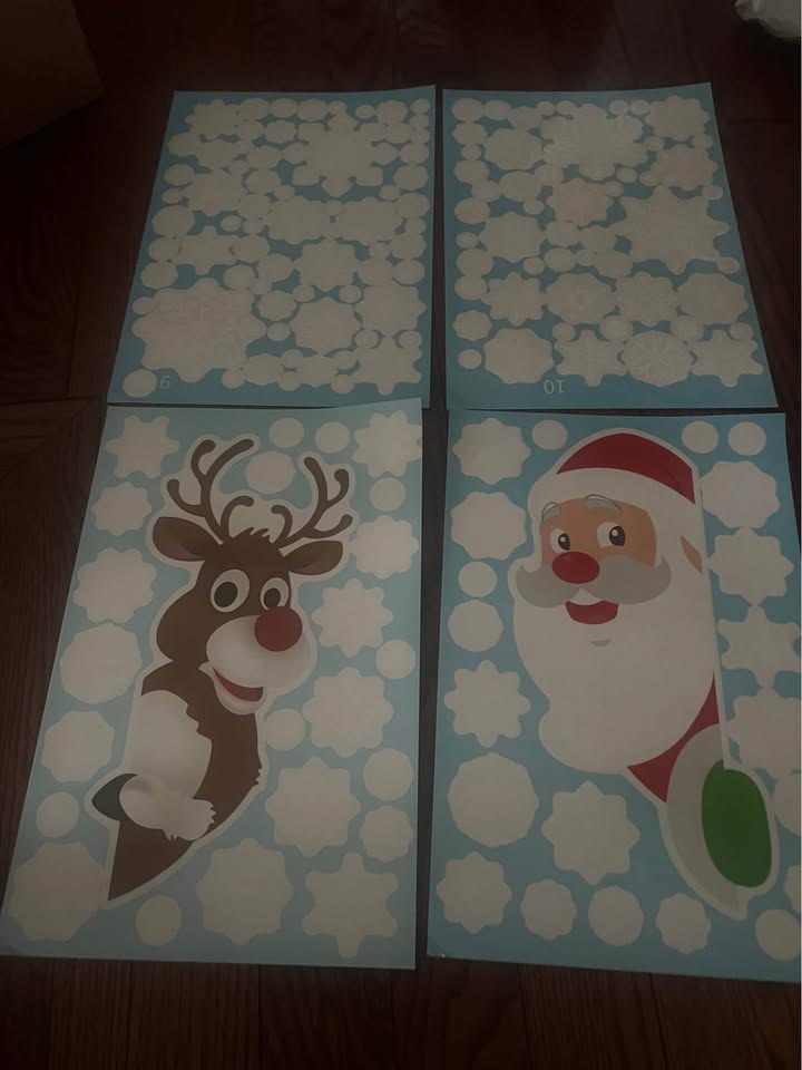 Christmas windows static stickers 2 sets