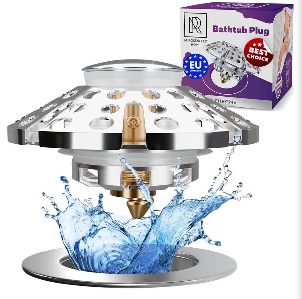 Innovative 2 in 1 Bathtub Plug - 1.37"- 2" Bathtub Drain Hair Catcher - Universa