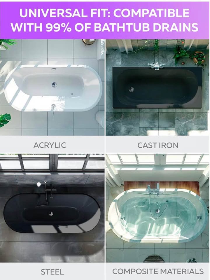 Innovative 2 in 1 Bathtub Plug - 1.37"- 2" Bathtub Drain Hair Catcher - Universa