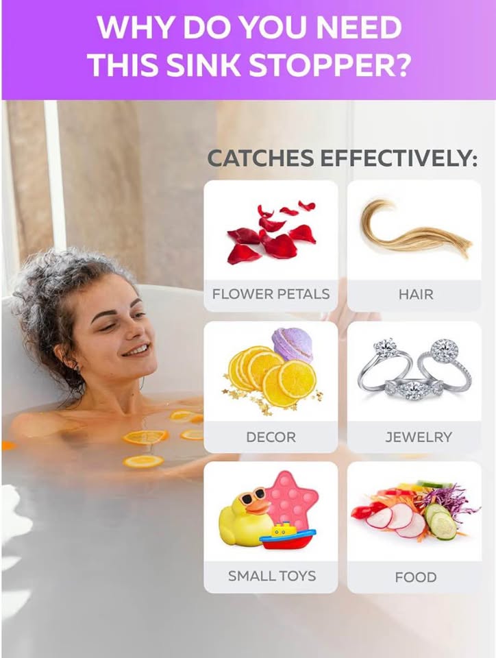 Innovative 2 in 1 Bathtub Plug - 1.37"- 2" Bathtub Drain Hair Catcher - Universa