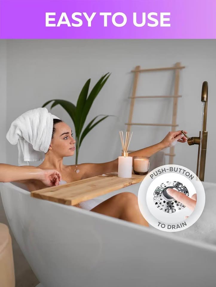 Innovative 2 in 1 Bathtub Plug - 1.37"- 2" Bathtub Drain Hair Catcher - Universa