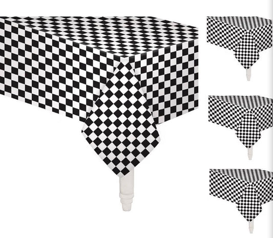 Pack of 3, Black & White Checkered Flag Table Cover
