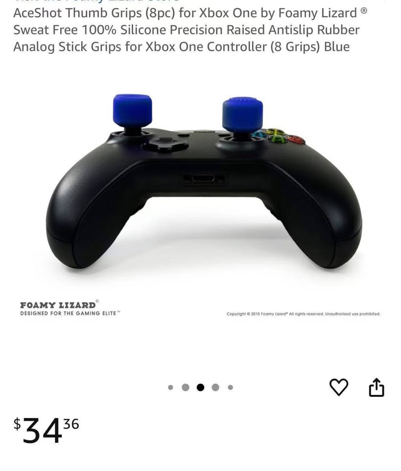 AceShot Thumb Grips (8pc) for Xbox One by Foamy Lizard ® Sweat Free 100% Silicon