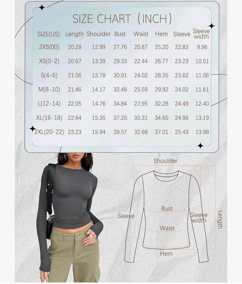 Womens Long Sleeve Shirts Basic Spring Crop Tops Fall Fashion Layering Slim Fitt