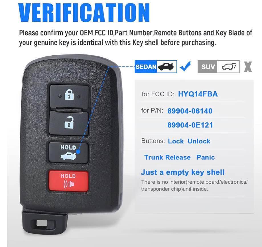 Toyota Smart Key Fob Shell Case