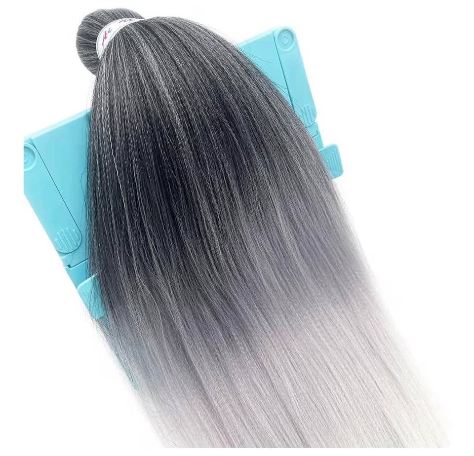Grey White Ombre Kanekalon Braiding Hair Pre Stretched Braids Colored Hair Exten