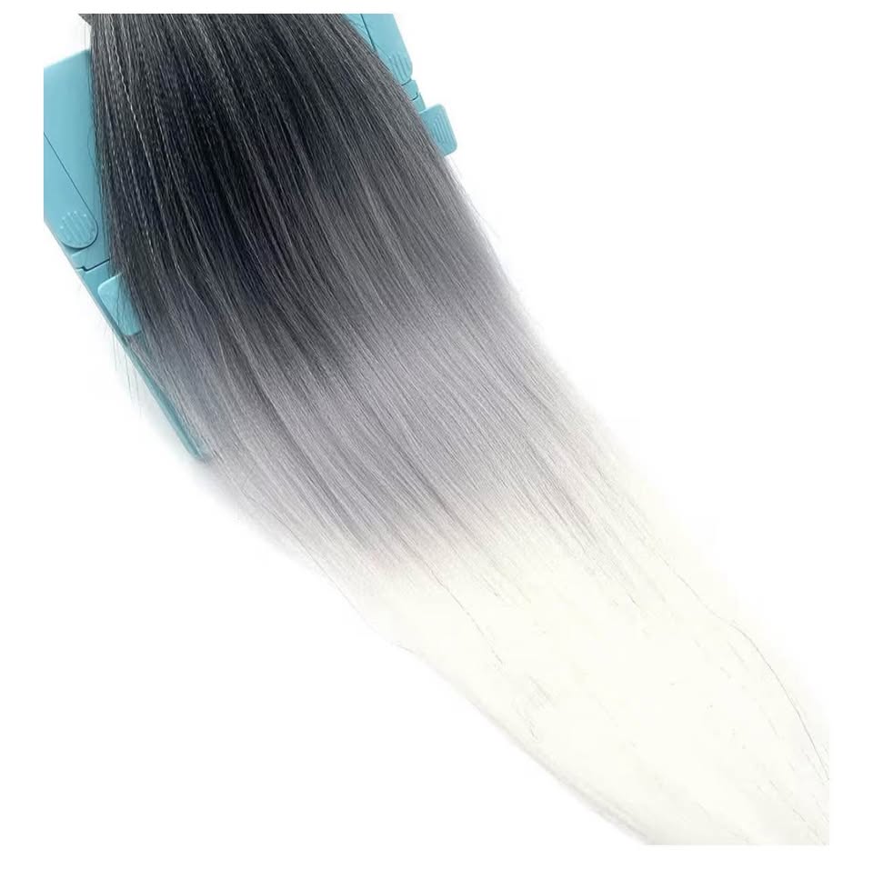 Grey White Ombre Kanekalon Braiding Hair Pre Stretched Braids Colored Hair Exten