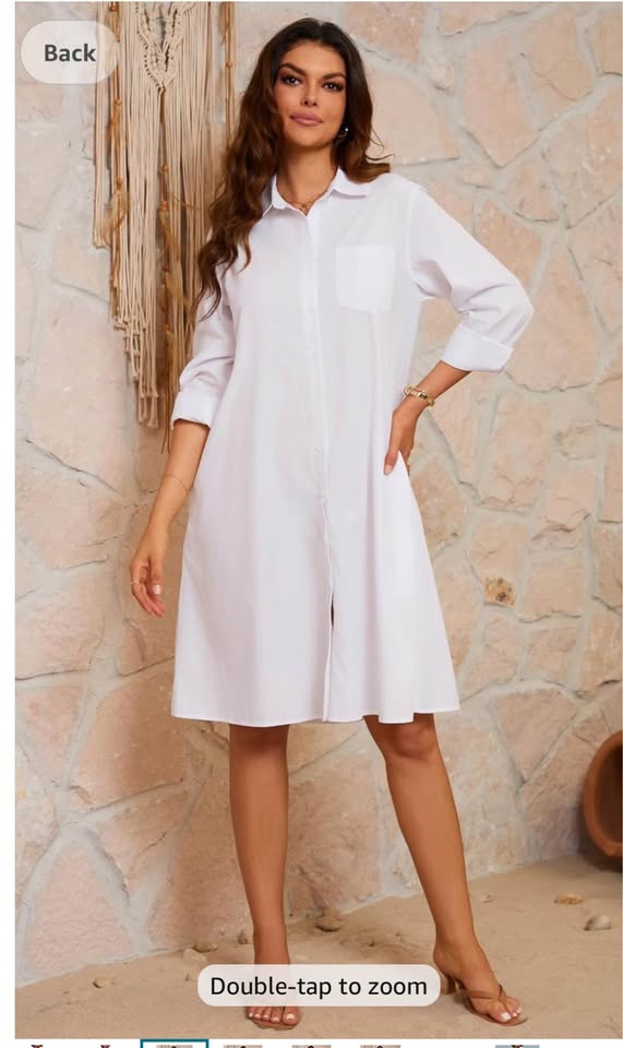 Women's Spring Summer Button-Down Shirt Dress Loose A-Line Midi Shift Tunic Dres