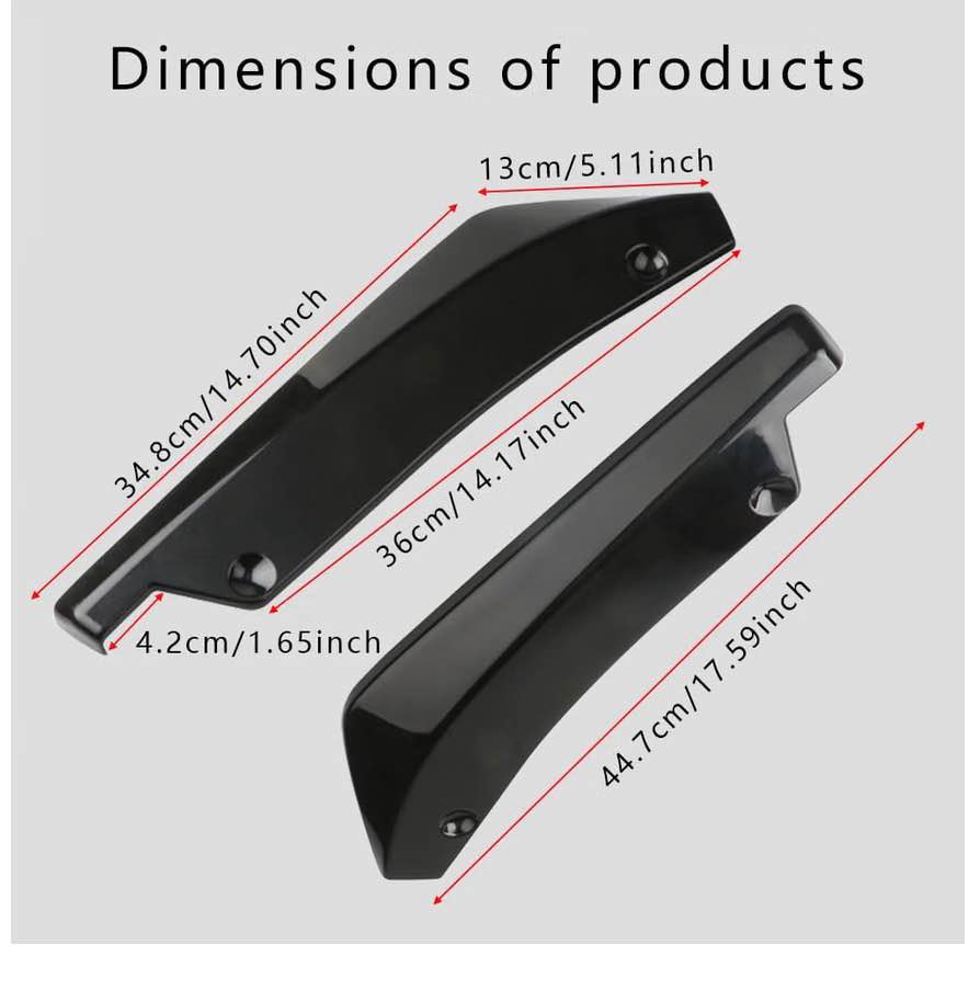 Universal Glossy Black Car Rear Bumper Lip Splitters