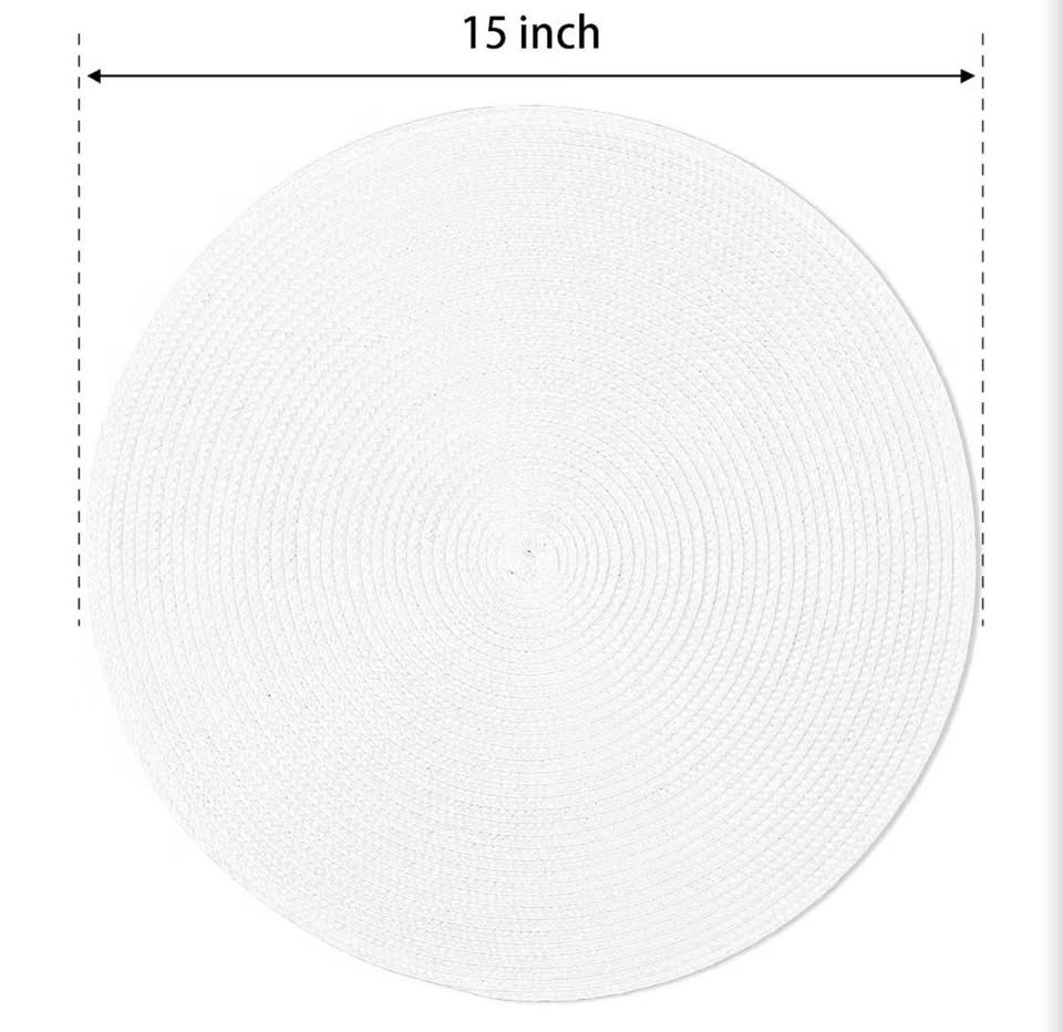 Set of 6 White Round Braided Placemats