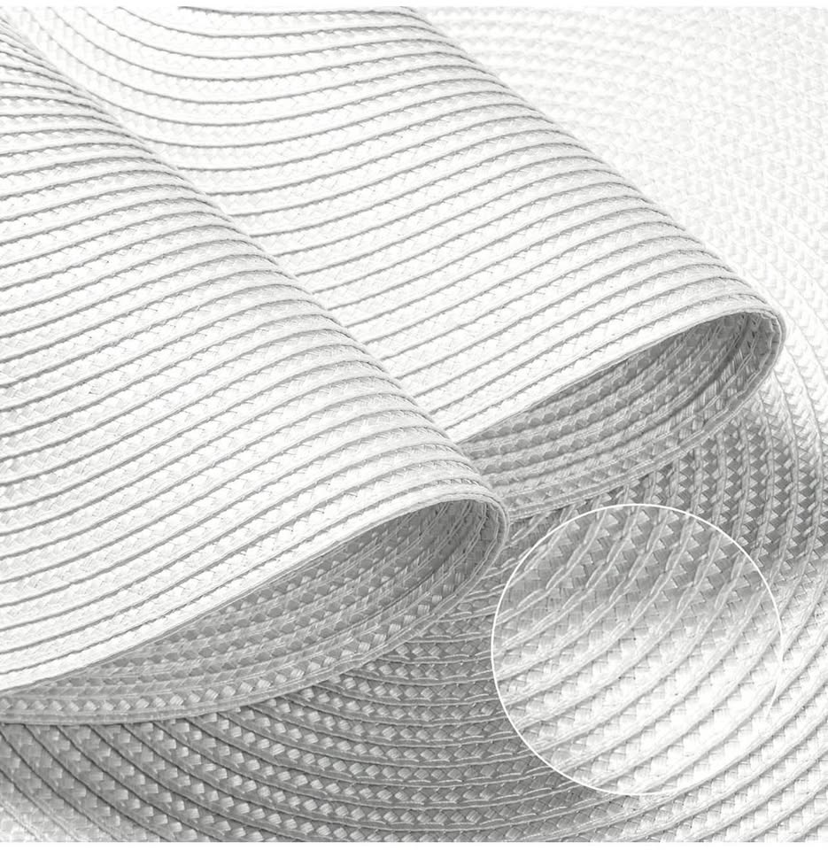 Set of 6 White Round Braided Placemats