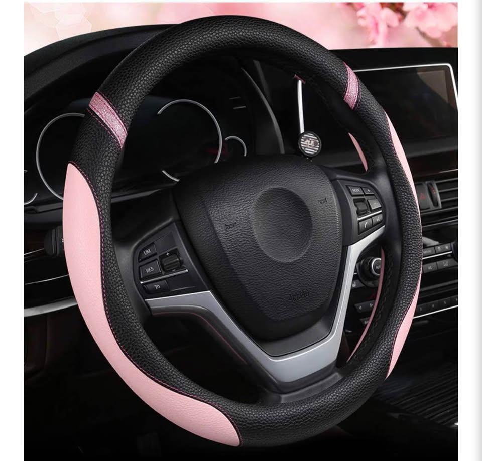 Pink and Black Steering Wheel Cover