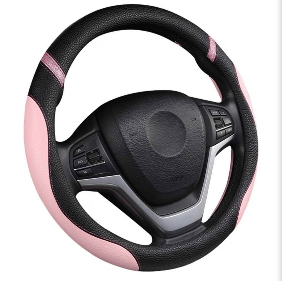 Pink and Black Steering Wheel Cover