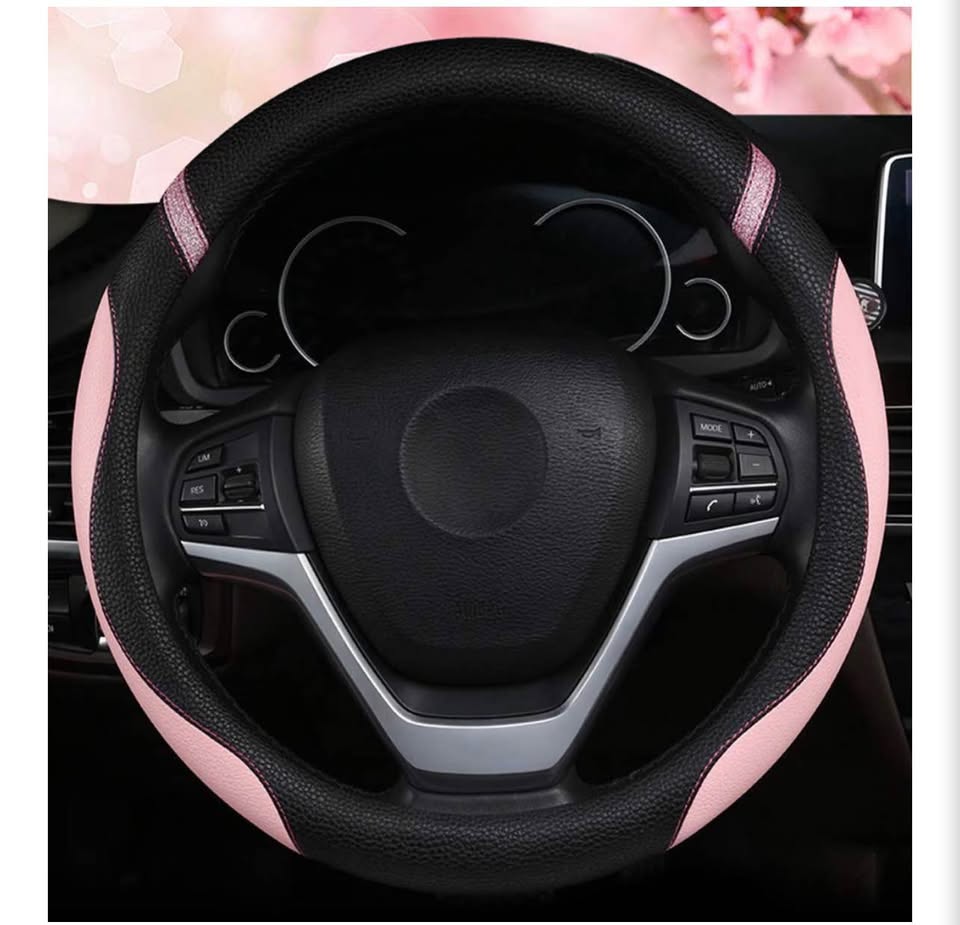 Pink and Black Steering Wheel Cover