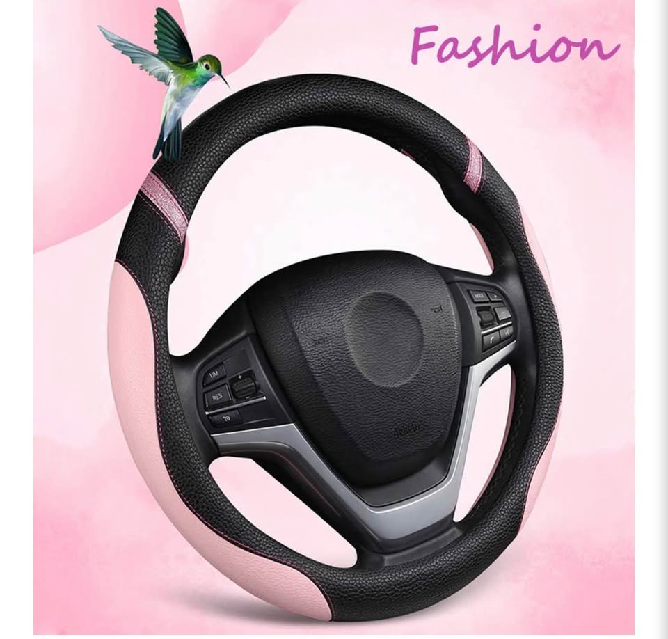 Pink and Black Steering Wheel Cover