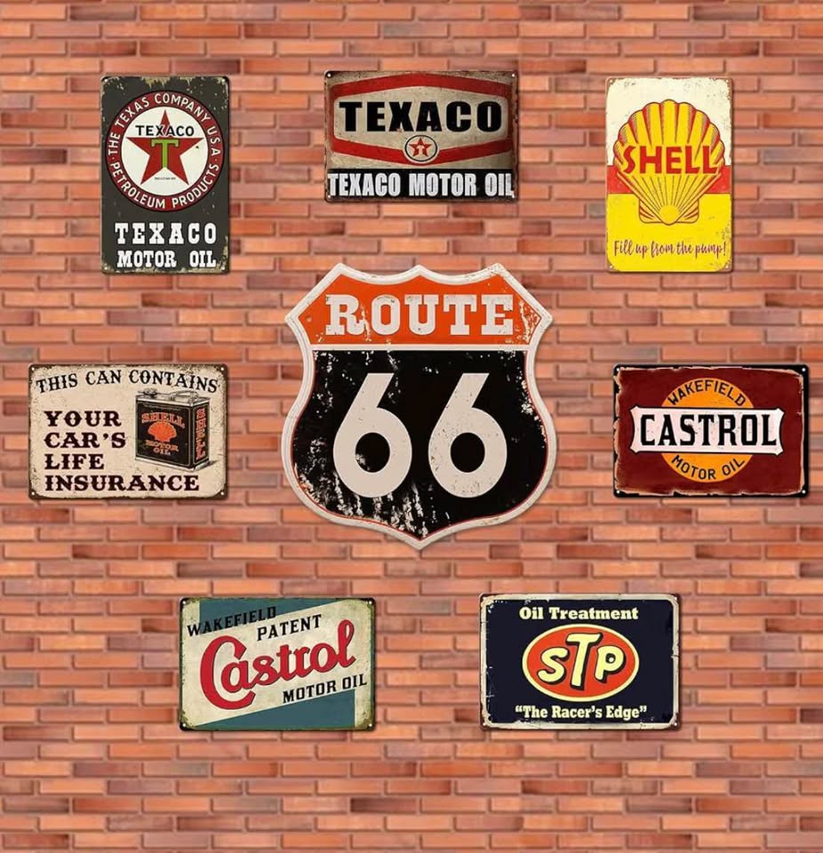Vintage Automotive Metal Tin Signs Set