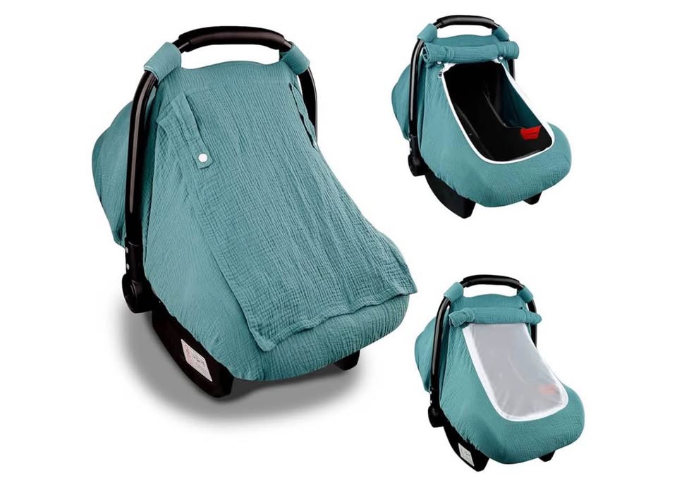 Muslin Car Seat Covers for Babies, Summer Baby Car Seat Cover for Boys Girls wit
