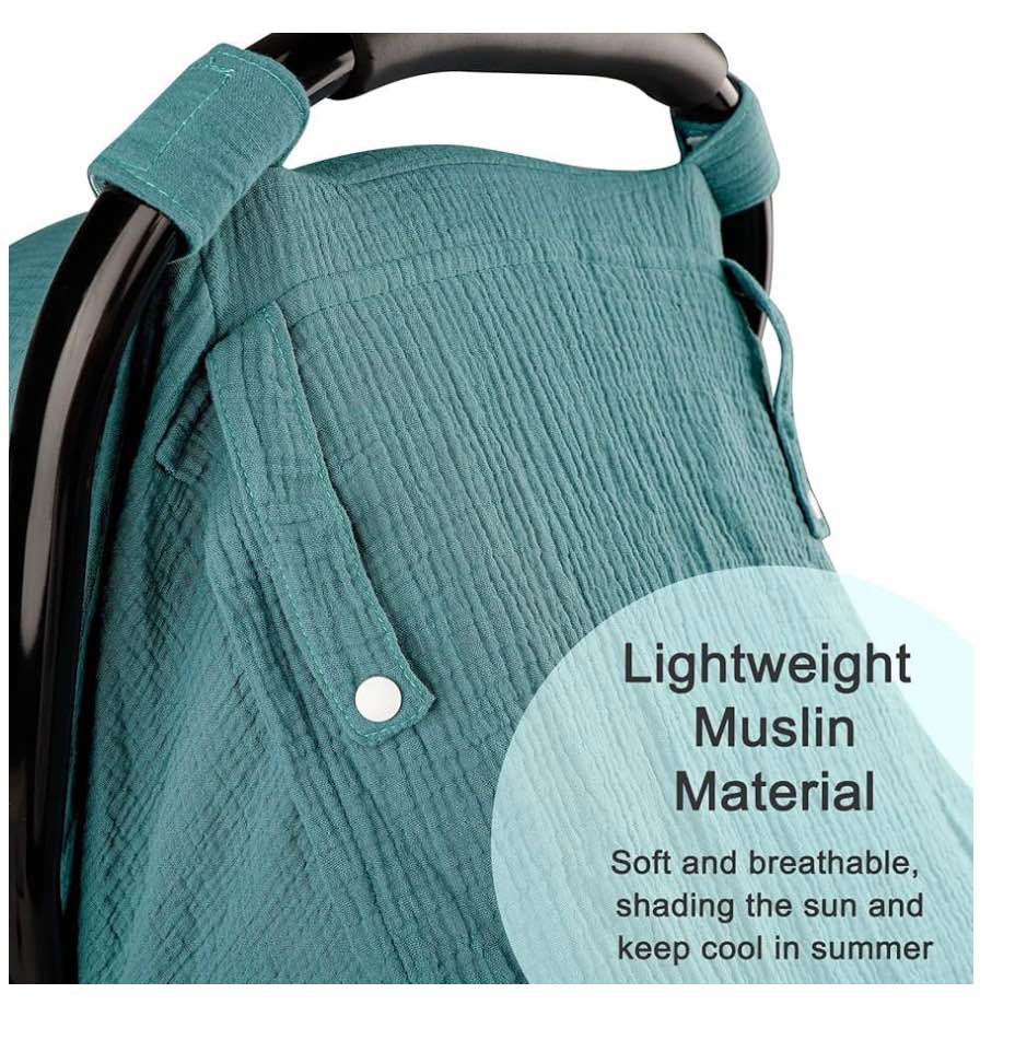 Muslin Car Seat Covers for Babies, Summer Baby Car Seat Cover for Boys Girls wit