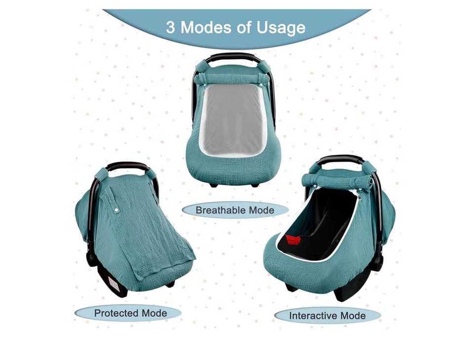 Muslin Car Seat Covers for Babies, Summer Baby Car Seat Cover for Boys Girls wit