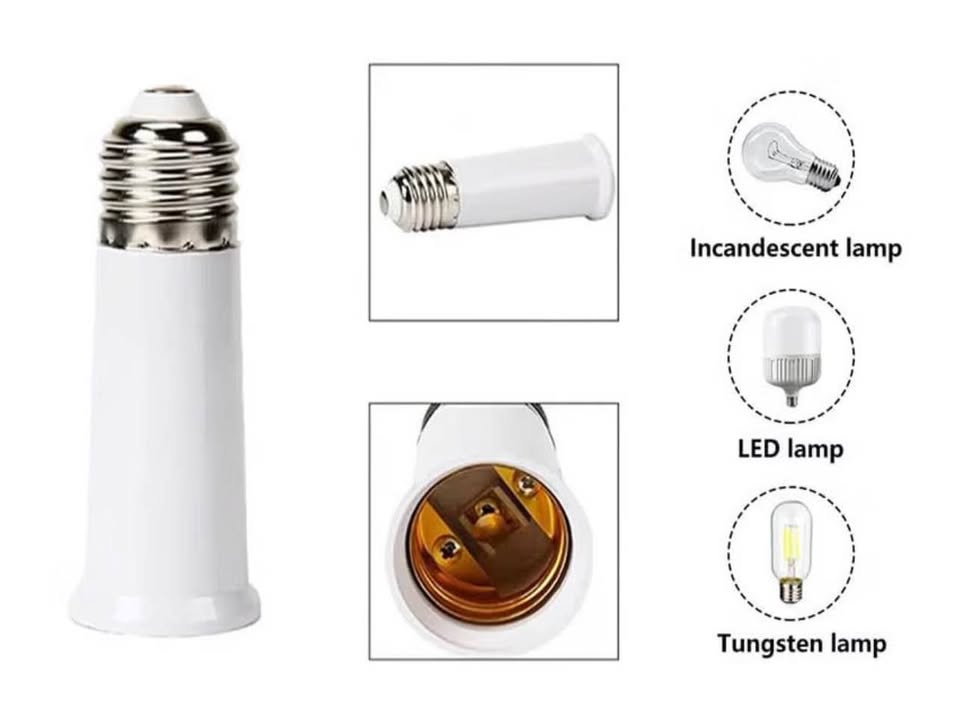 4-Pack E26 to E26 Light Bulb Socket Extenders - 4.7 Inch