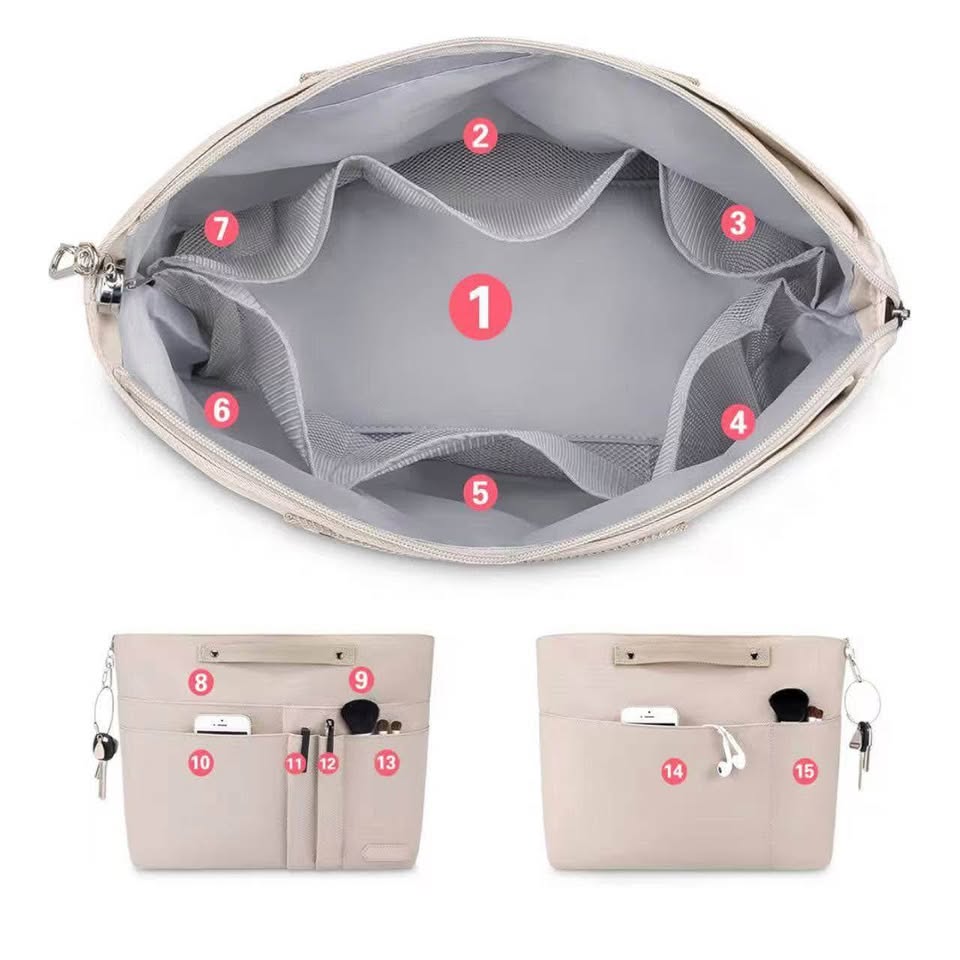 HyFanStr Purse Organizer Insert for Handbags,Tote Bag Organizer Insert Zipper Ba