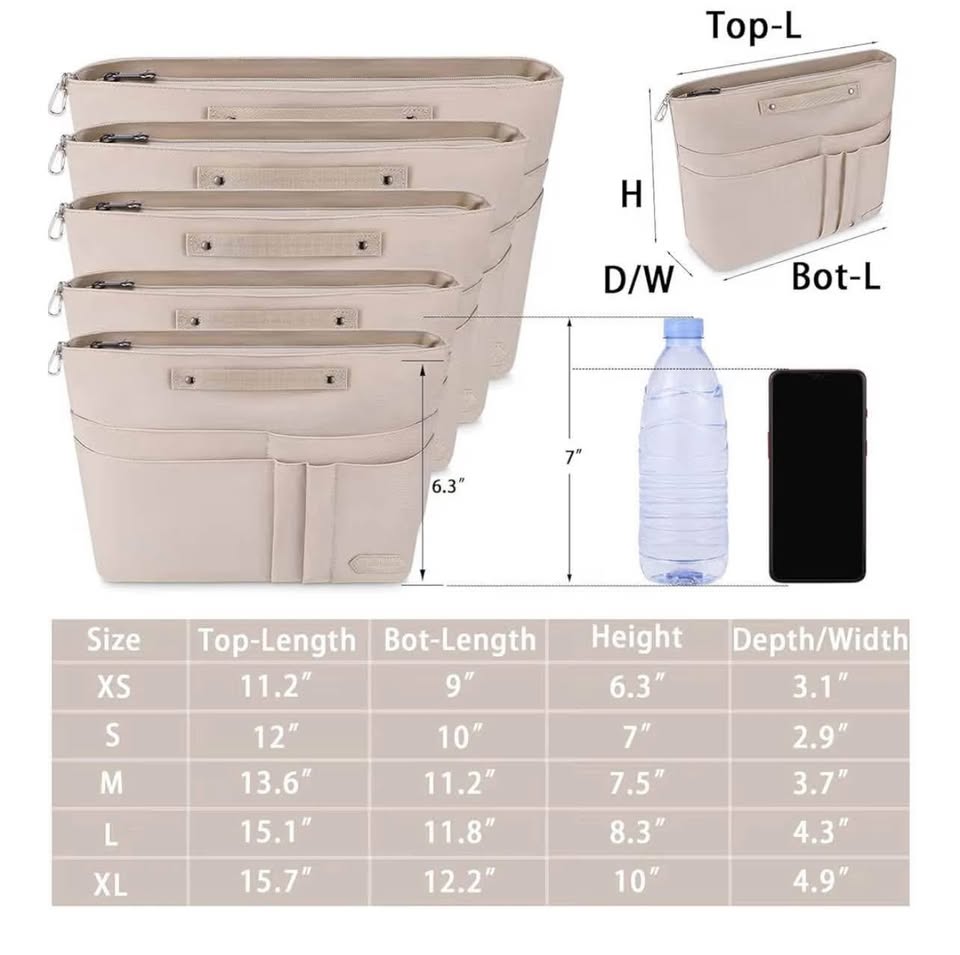 HyFanStr Purse Organizer Insert for Handbags,Tote Bag Organizer Insert Zipper Ba