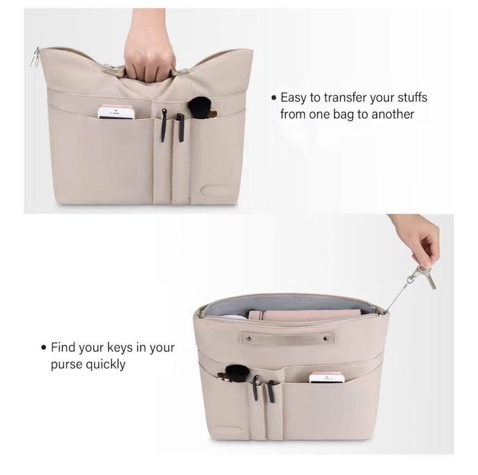 HyFanStr Purse Organizer Insert for Handbags,Tote Bag Organizer Insert Zipper Ba