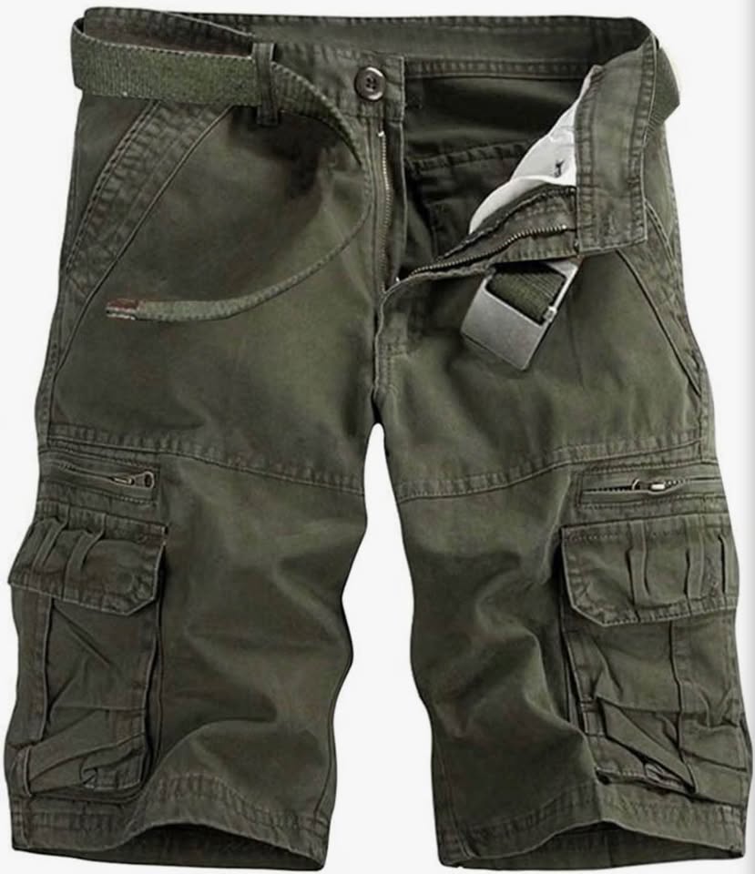 Men's Olive Green 8-Pocket Cargo Shorts