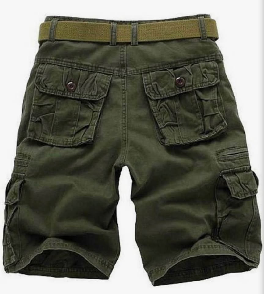 Men's Olive Green 8-Pocket Cargo Shorts