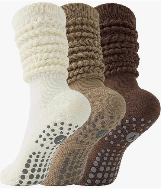 3-Pack Slouch Pilates Grip Socks