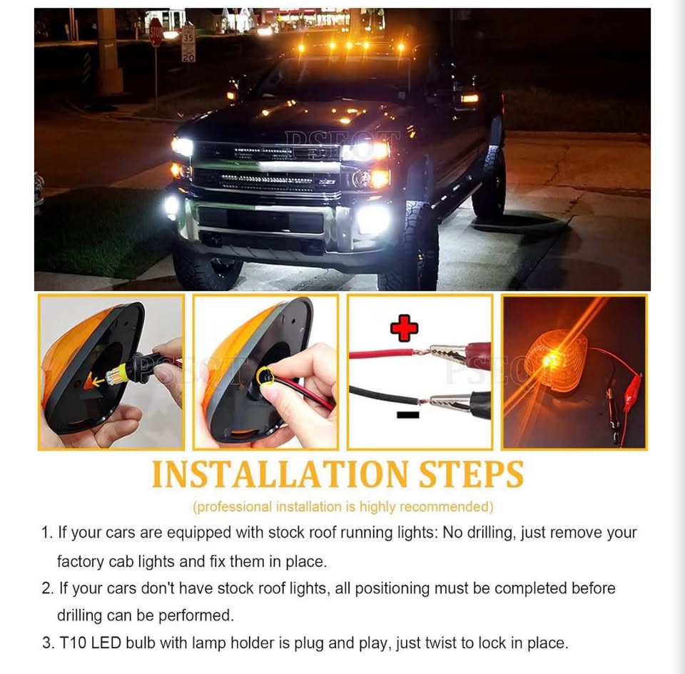 PSEQOT Amber LED Cab Marker Lights