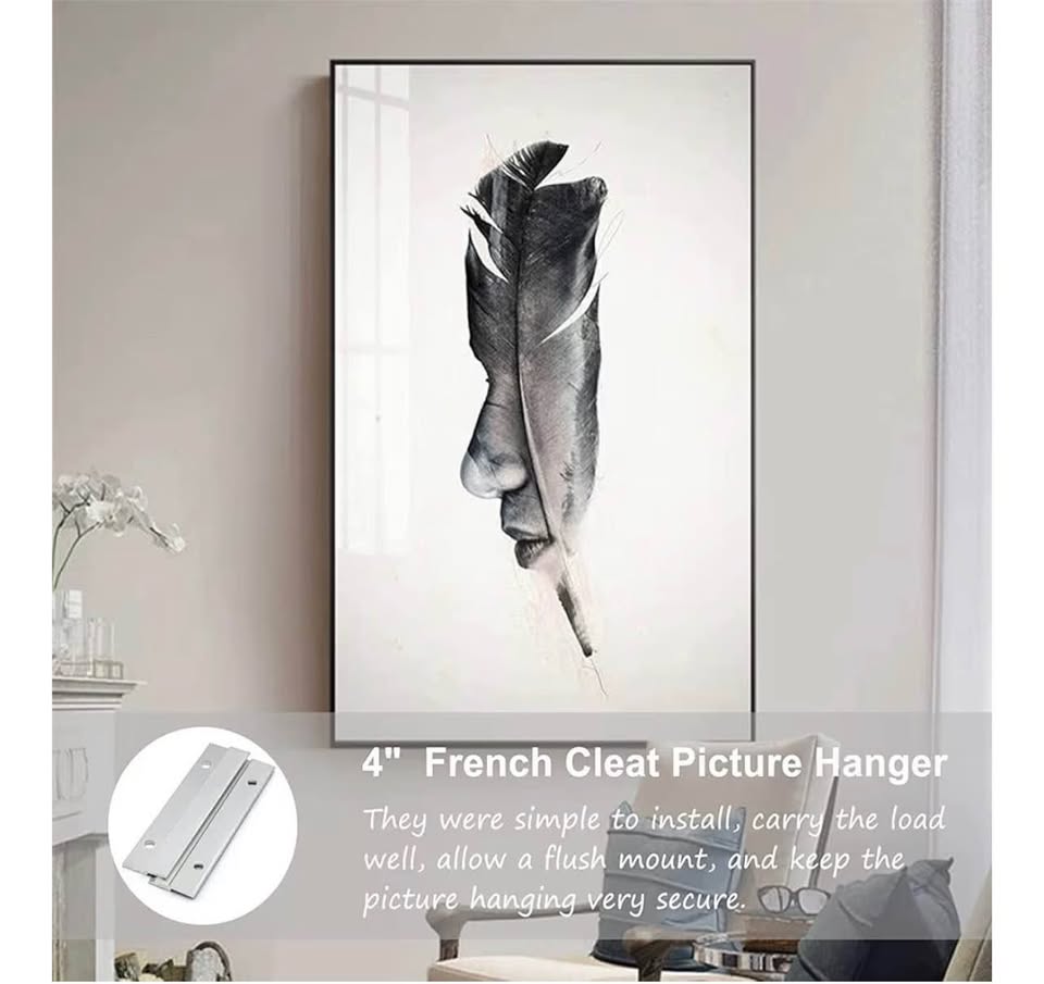 French Cleat Picture Hanger, Aluminum Z Hanger Interlocking Wall Mounting Bracke